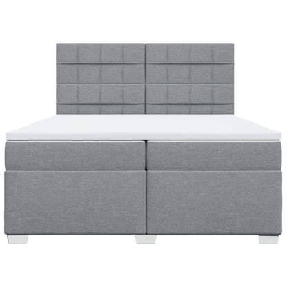 Boxspring met matras stof lichtgrijs 200x200 cm