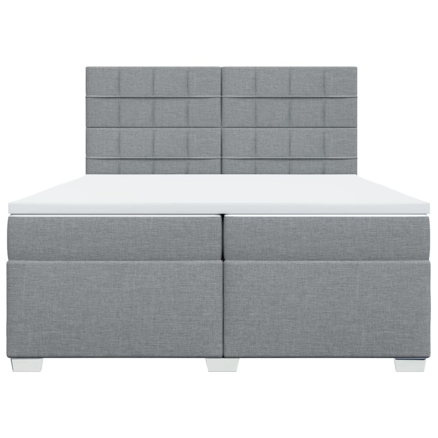 Boxspring met matras stof lichtgrijs 200x200 cm