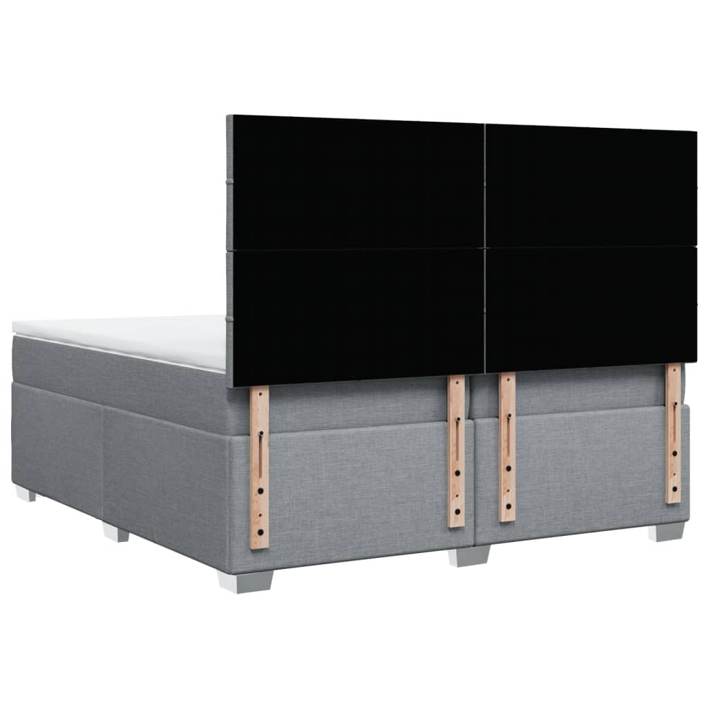 Boxspring met matras stof lichtgrijs 200x200 cm