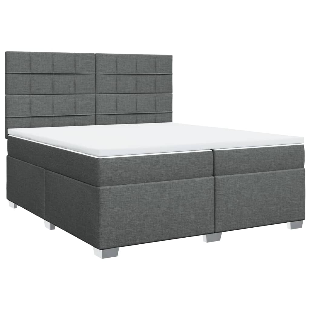 Boxspring met matras stof donkergrijs 200x200 cm