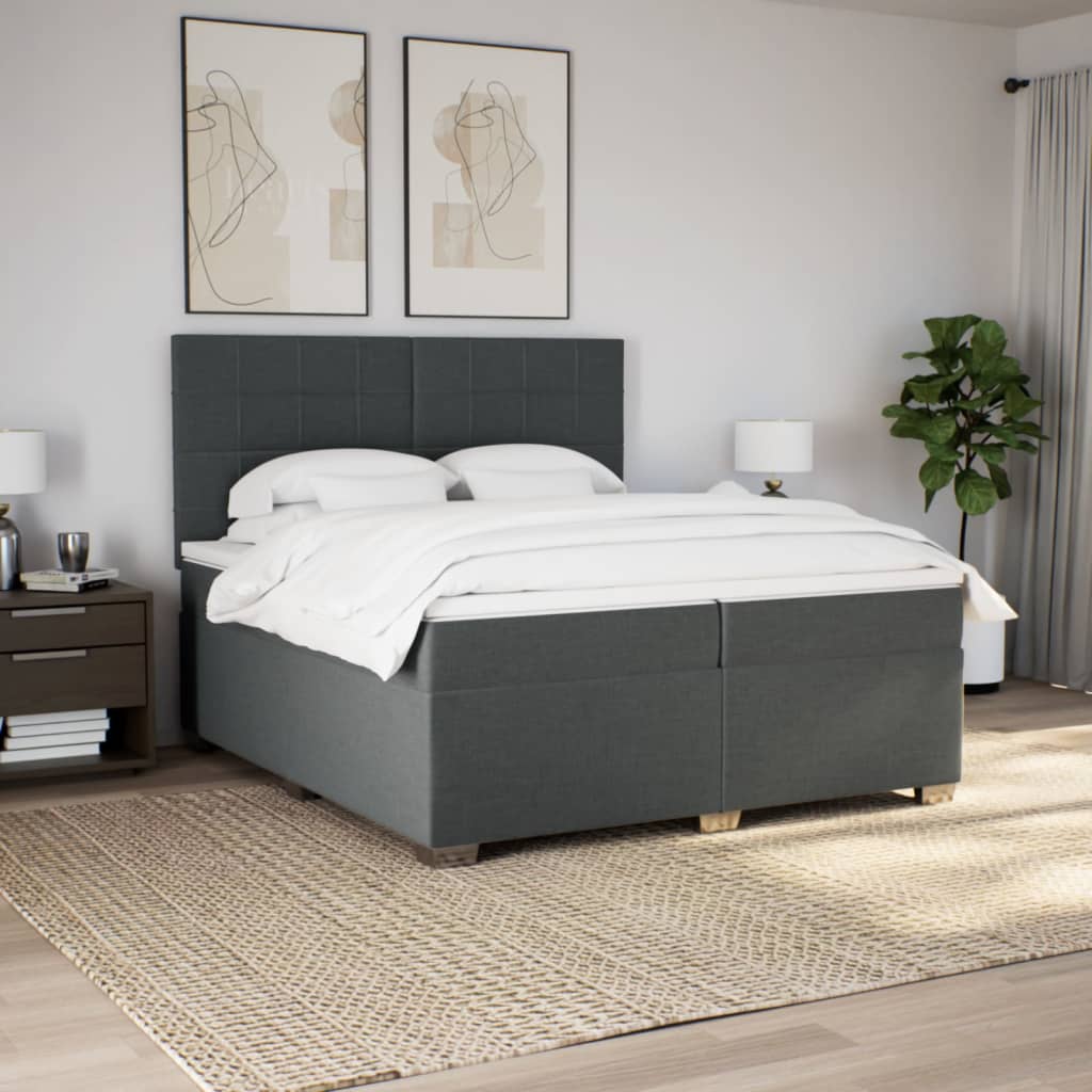 Boxspring met matras stof donkergrijs 200x200 cm