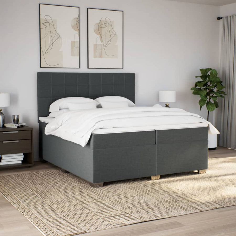 Boxspring met matras stof donkergrijs 200x200 cm