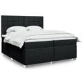 Box spring bed with mattress fabric black 200x200 cm