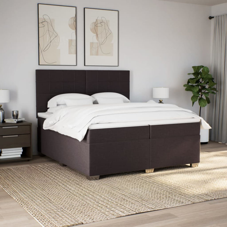 Boxspring met matras stof donkerbruin 200x200 cm