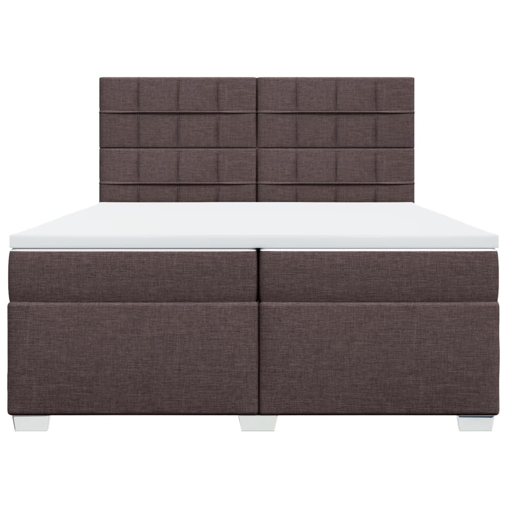 Boxspring met matras stof donkerbruin 200x200 cm