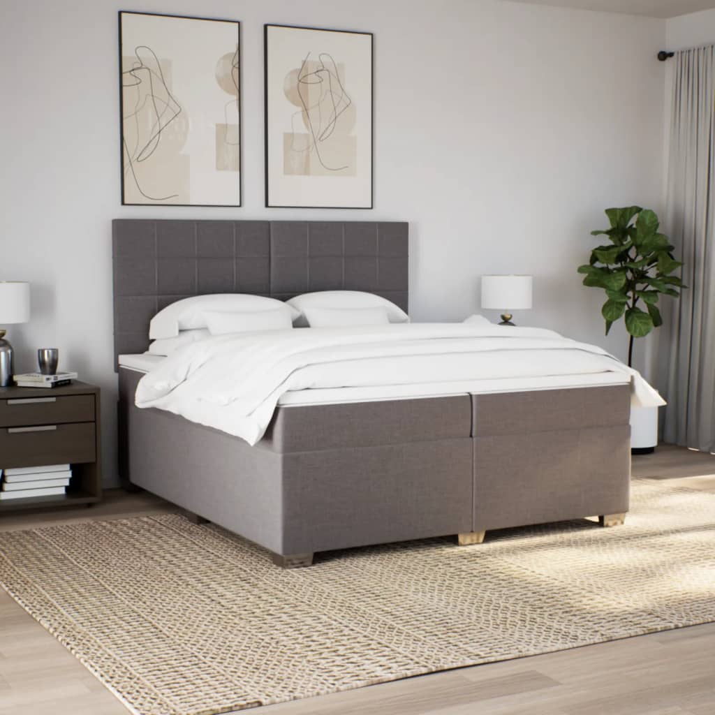 Boxspring met matras stof taupe 200x200 cm