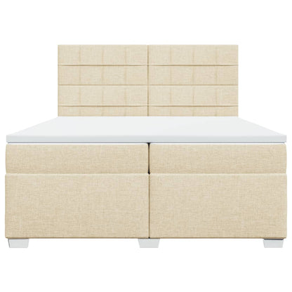 Boxspring met matras stof crèmekleurig 200x200 cm
