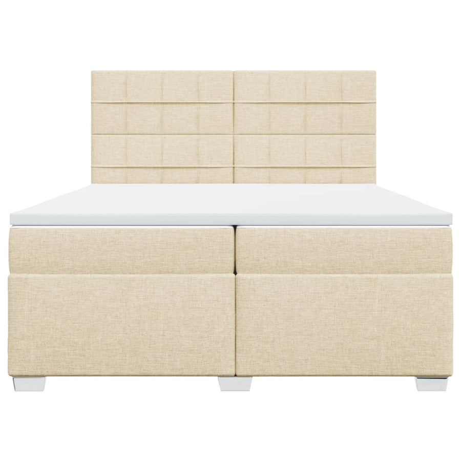 Boxspring met matras stof crèmekleurig 200x200 cm