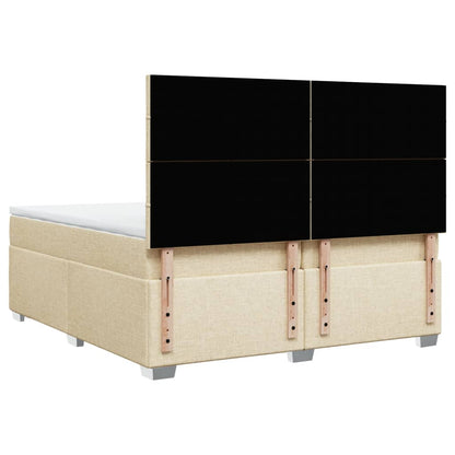 Boxspring met matras stof crèmekleurig 200x200 cm