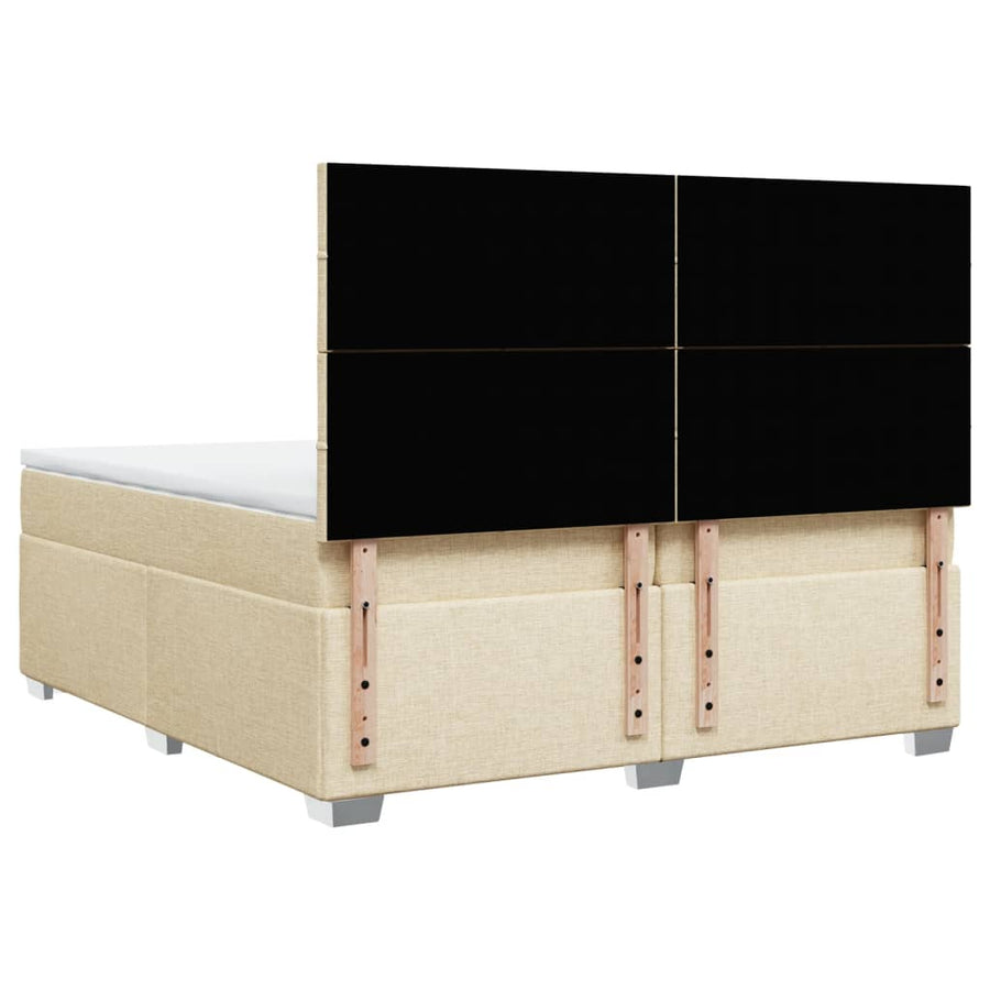 Boxspring met matras stof crèmekleurig 200x200 cm