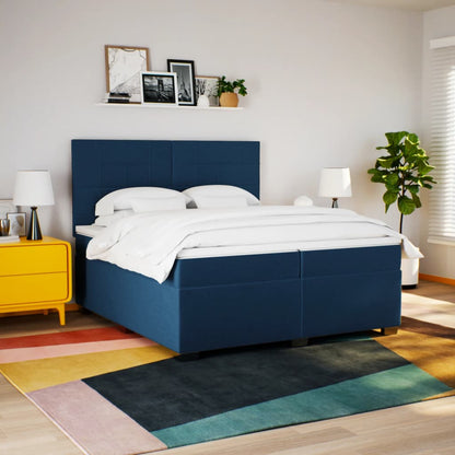 Boxspring met matras stof blauw 200x200 cm