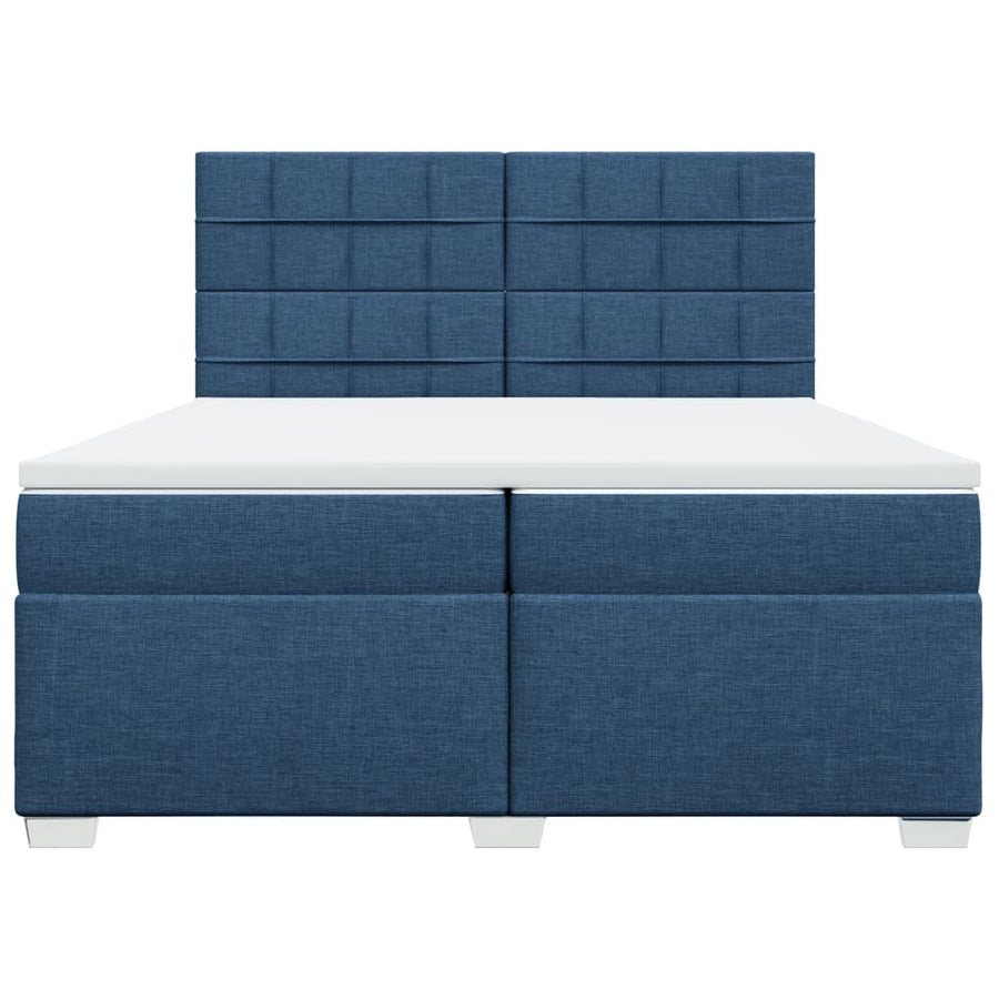 Boxspring met matras stof blauw 200x200 cm