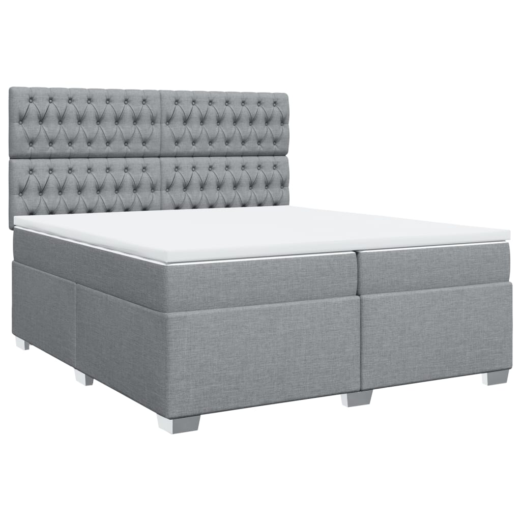 Boxspring met matras stof lichtgrijs 200x200 cm