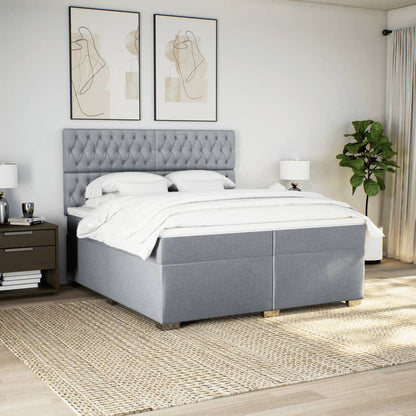 Boxspring met matras stof lichtgrijs 200x200 cm