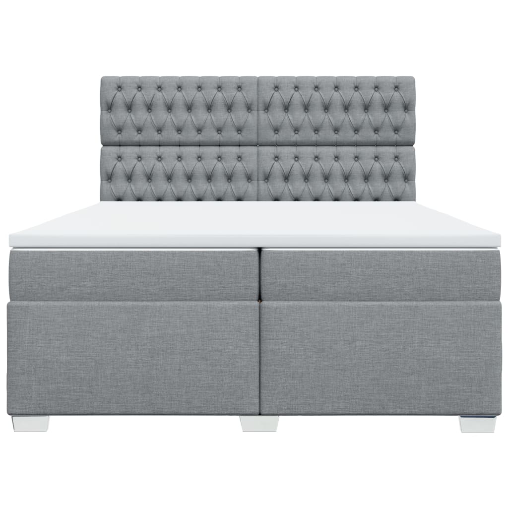 Boxspring met matras stof lichtgrijs 200x200 cm