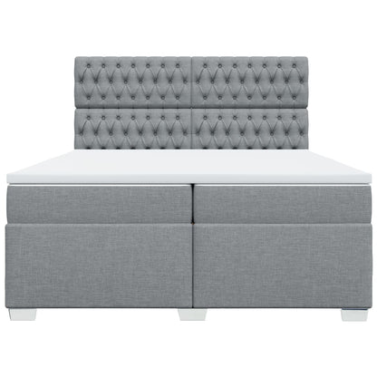 Boxspring met matras stof lichtgrijs 200x200 cm