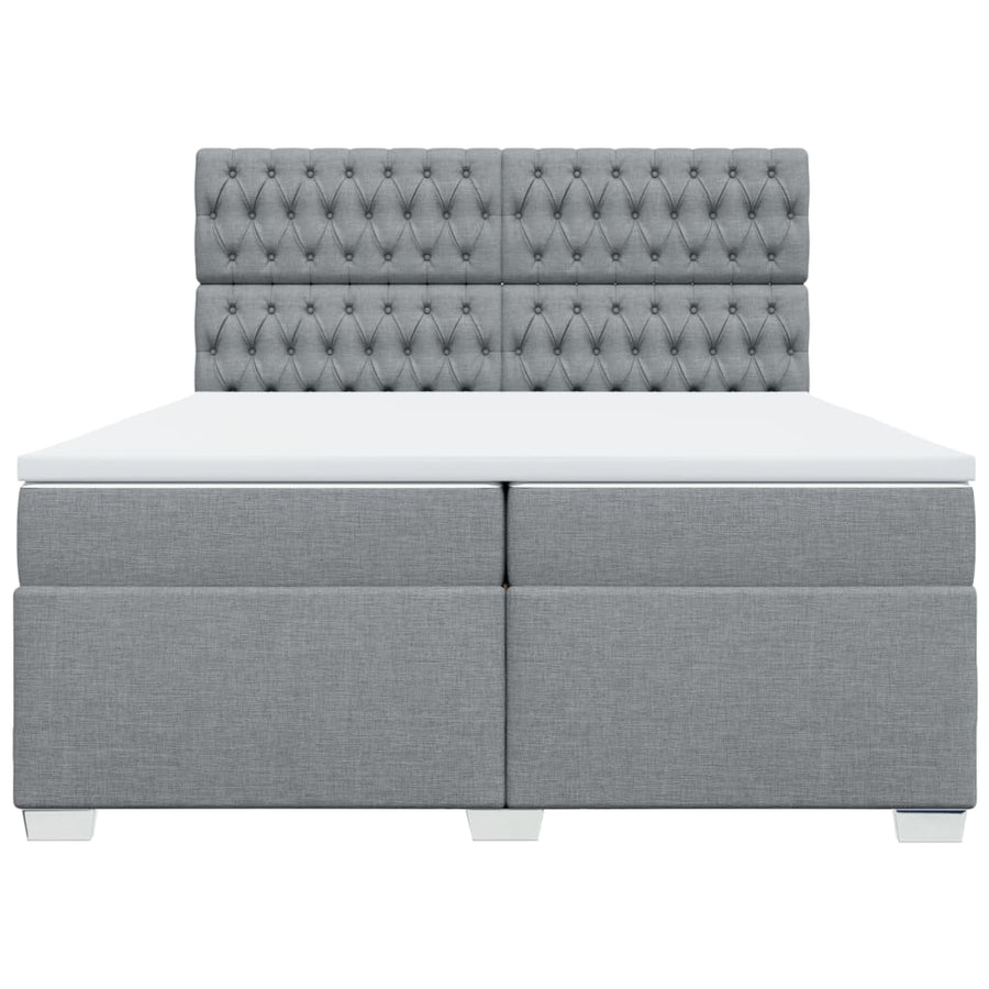 Boxspring met matras stof lichtgrijs 200x200 cm
