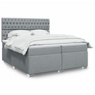Box spring with mattress light gray fabric 200x200 cm