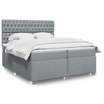 Boxspring met matras stof lichtgrijs 200x200 cm