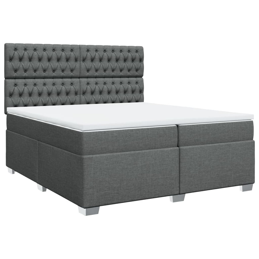 Boxspring met matras stof donkergrijs 200x200 cm