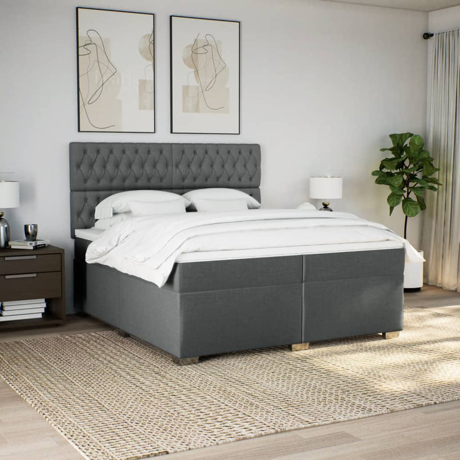 Boxspring met matras stof donkergrijs 200x200 cm