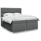 Box spring with dark gray fabric mattress 200x200 cm