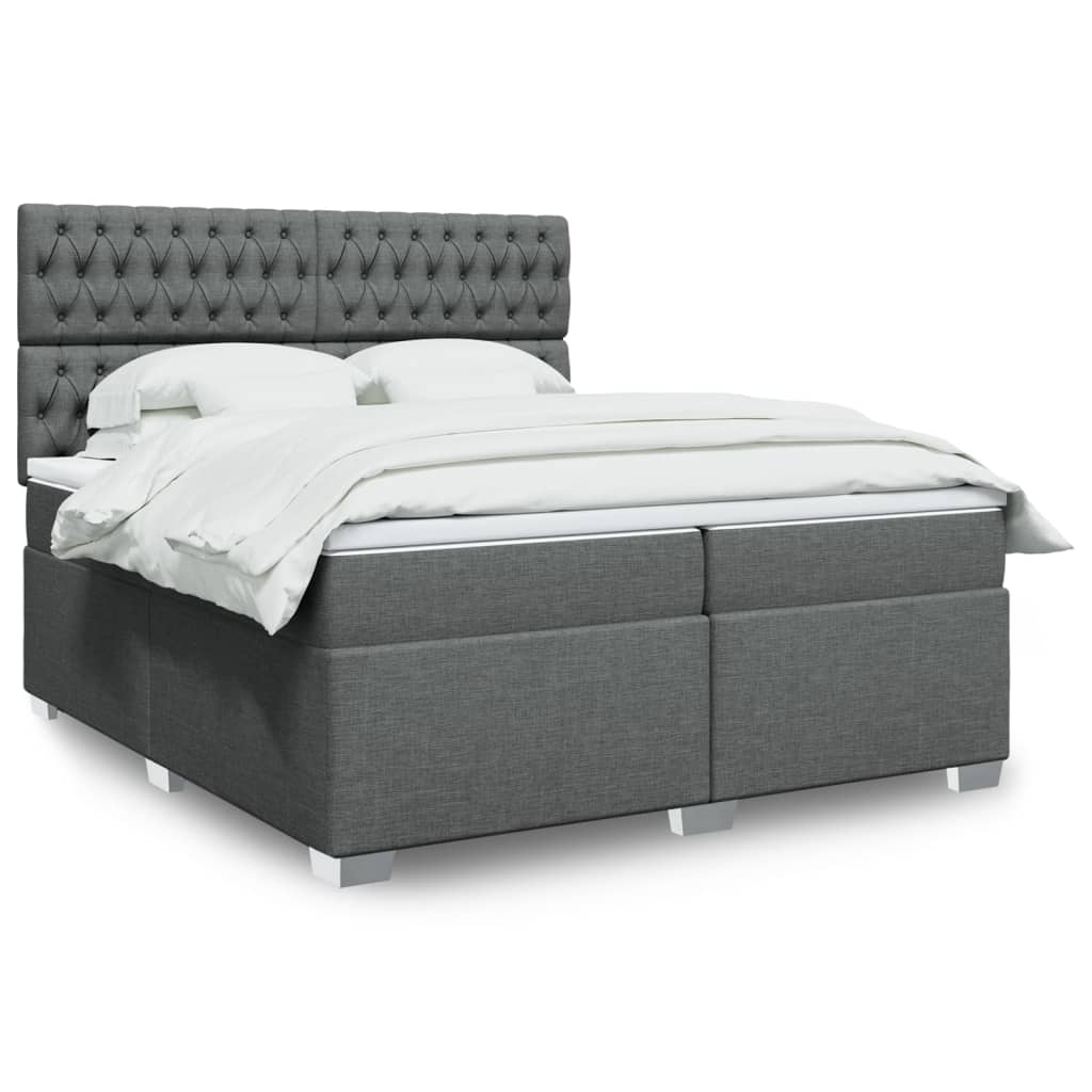 Boxspring met matras stof donkergrijs 200x200 cm