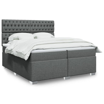 Boxspring met matras stof donkergrijs 200x200 cm