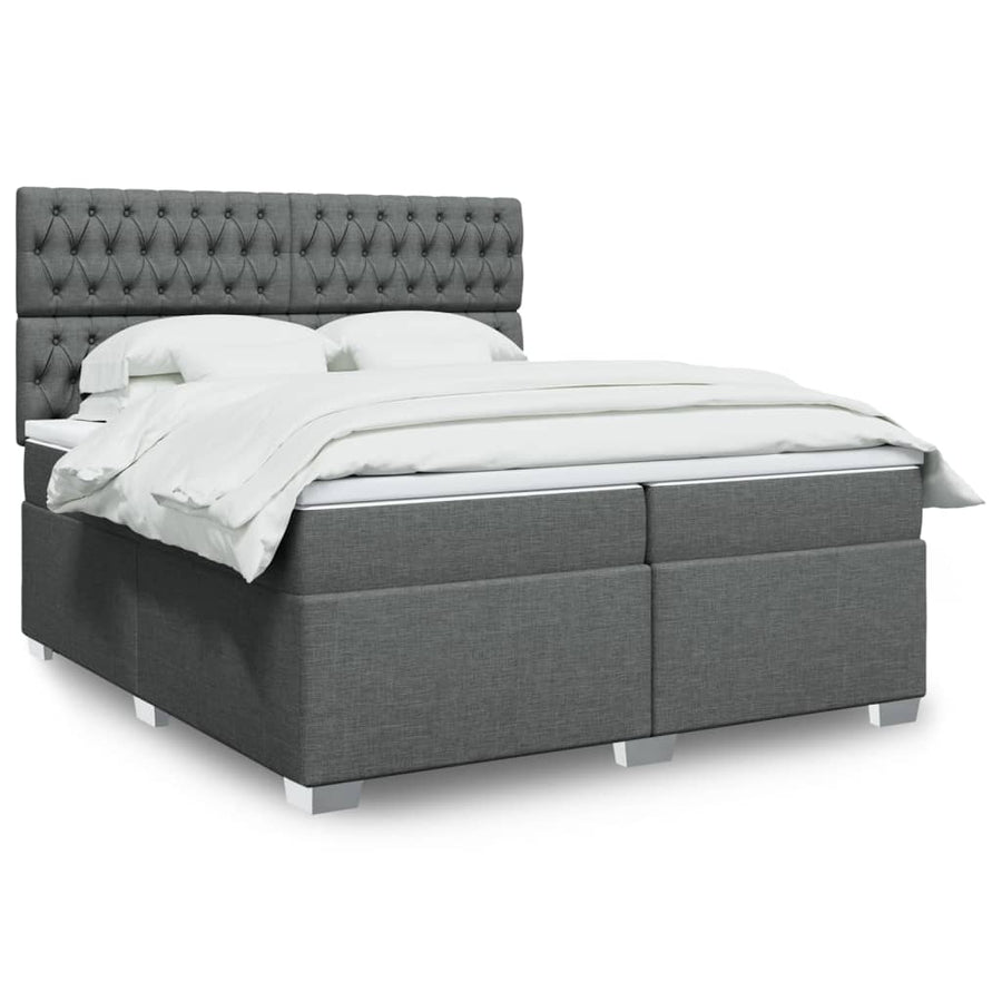 Boxspring met matras stof donkergrijs 200x200 cm