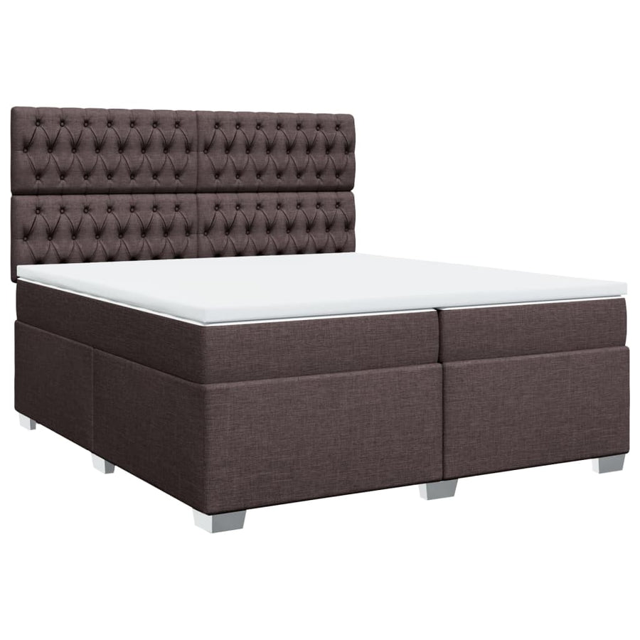 Boxspring met matras stof donkerbruin 200x200 cm