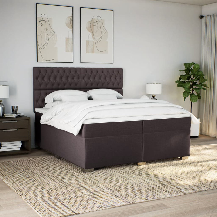 Boxspring met matras stof donkerbruin 200x200 cm
