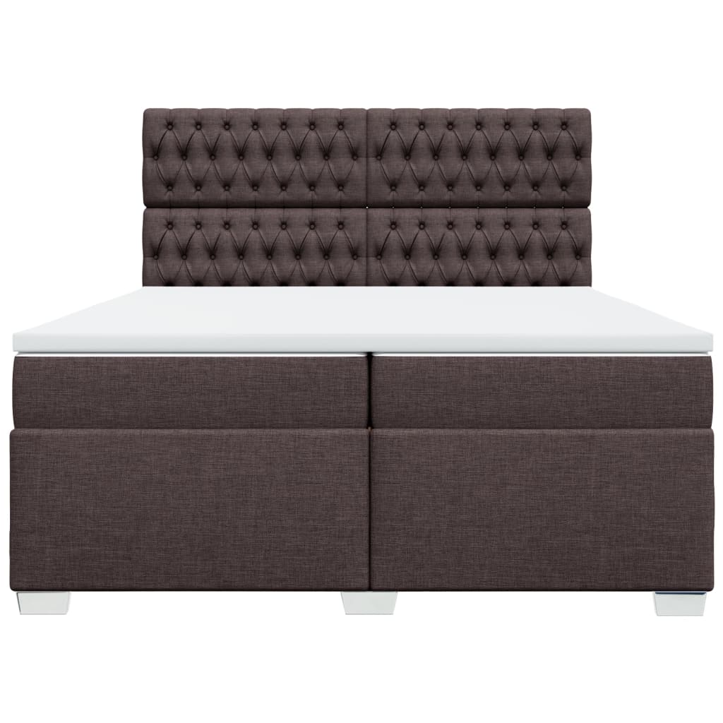 Boxspring met matras stof donkerbruin 200x200 cm