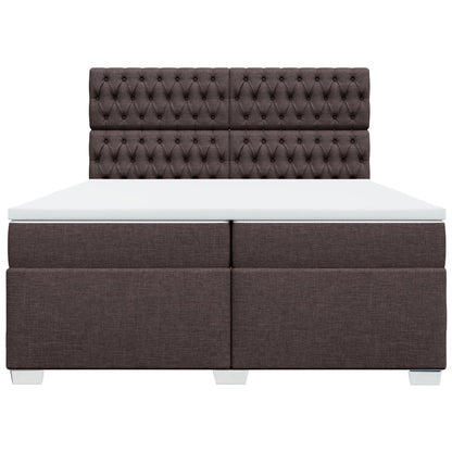 Boxspring met matras stof donkerbruin 200x200 cm