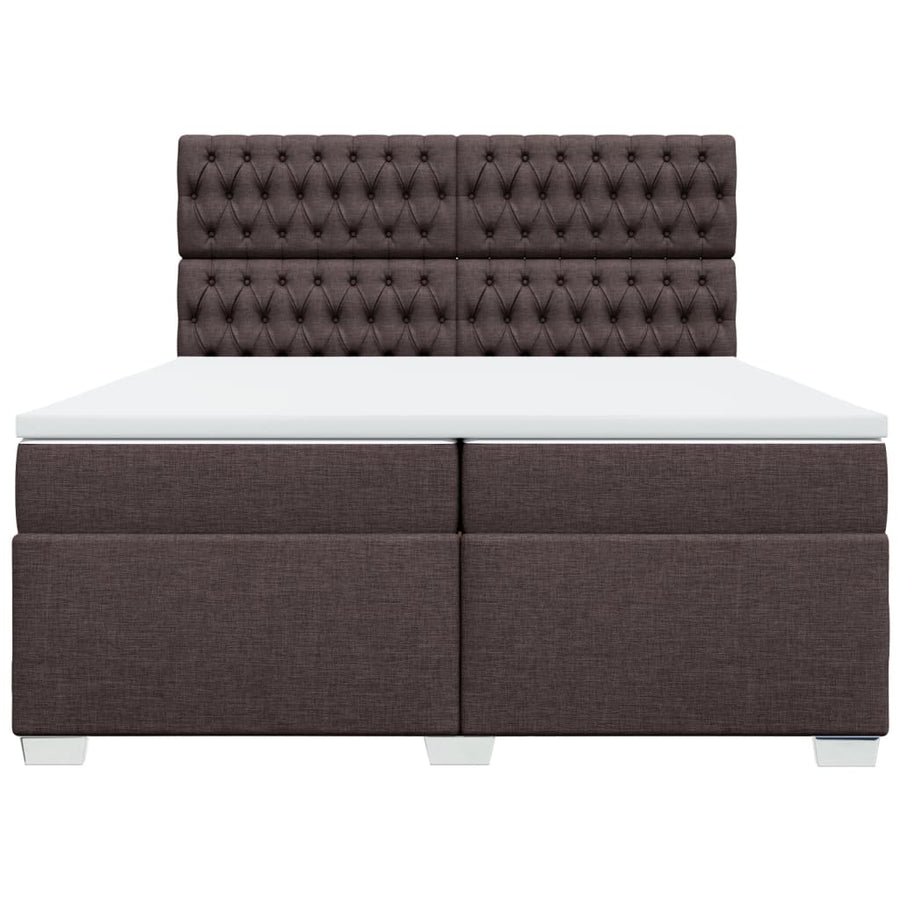 Boxspring met matras stof donkerbruin 200x200 cm
