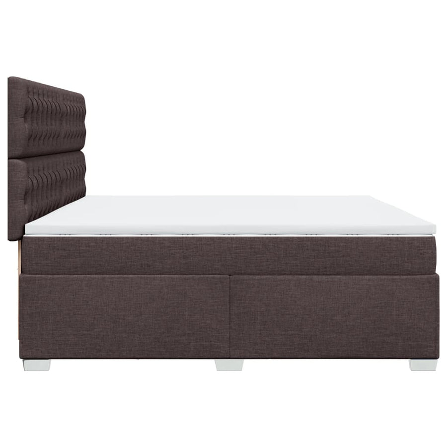 Boxspring met matras stof donkerbruin 200x200 cm