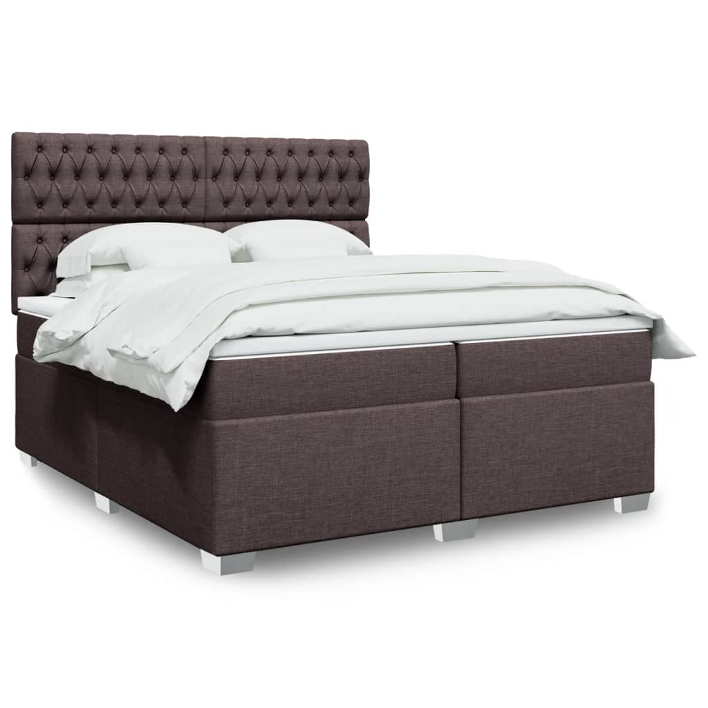 Boxspring met matras stof donkerbruin 200x200 cm