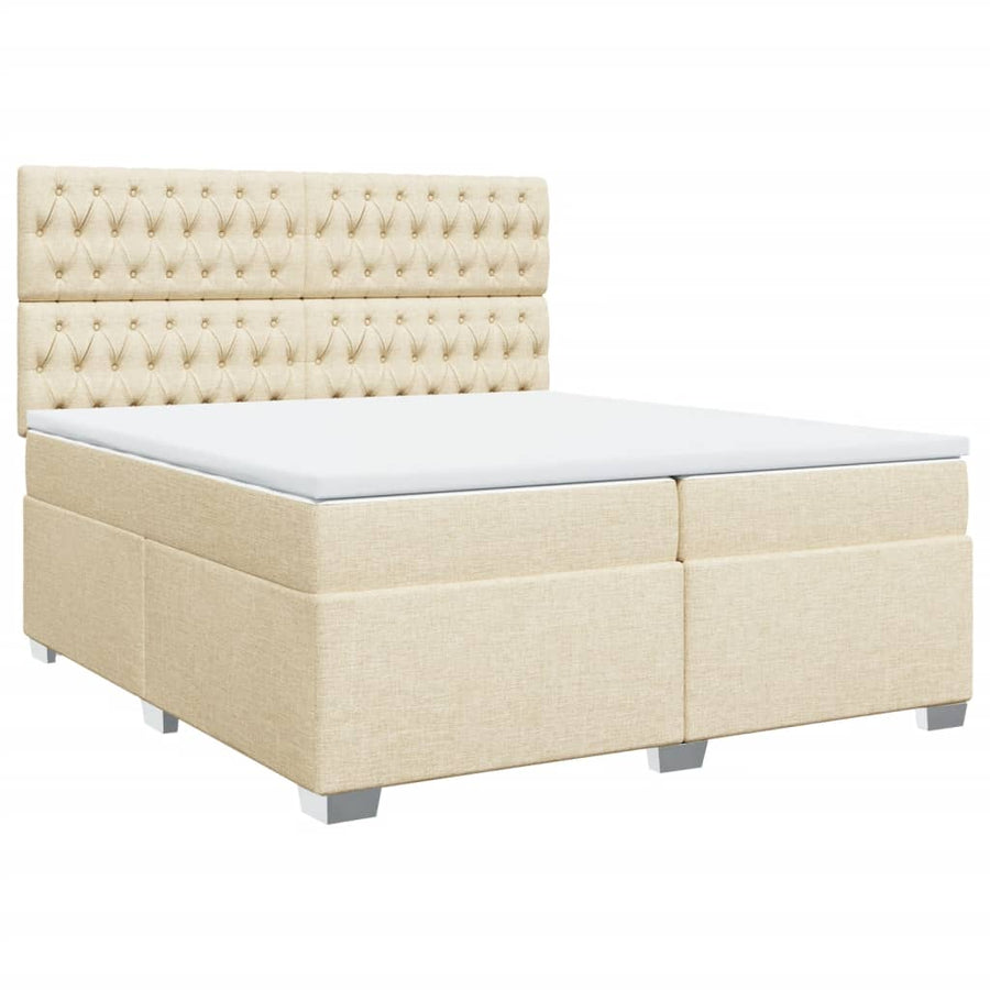 Boxspring met matras stof crèmekleurig 200x200 cm