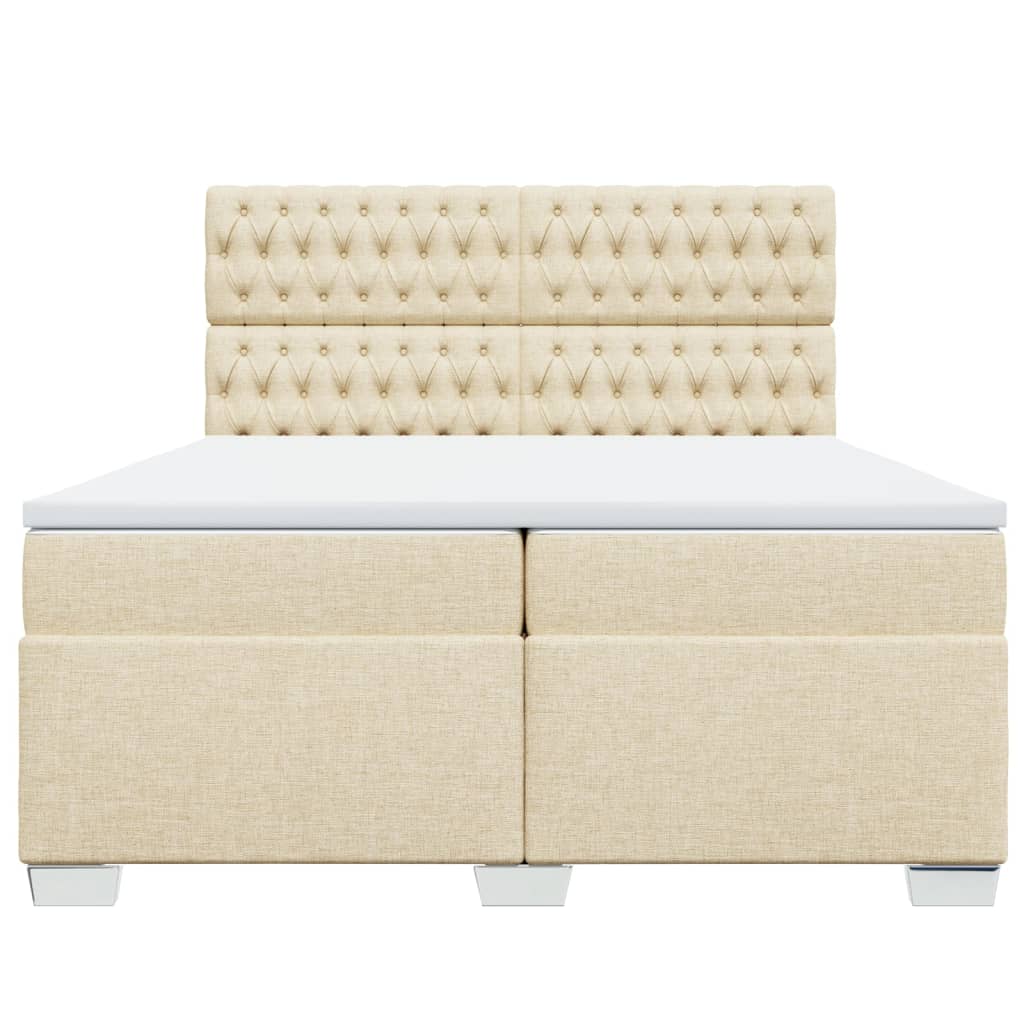Boxspring met matras stof crèmekleurig 200x200 cm