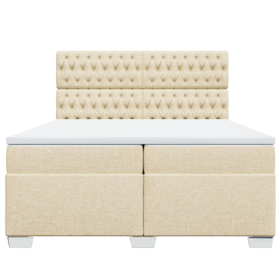 Boxspring met matras stof crèmekleurig 200x200 cm
