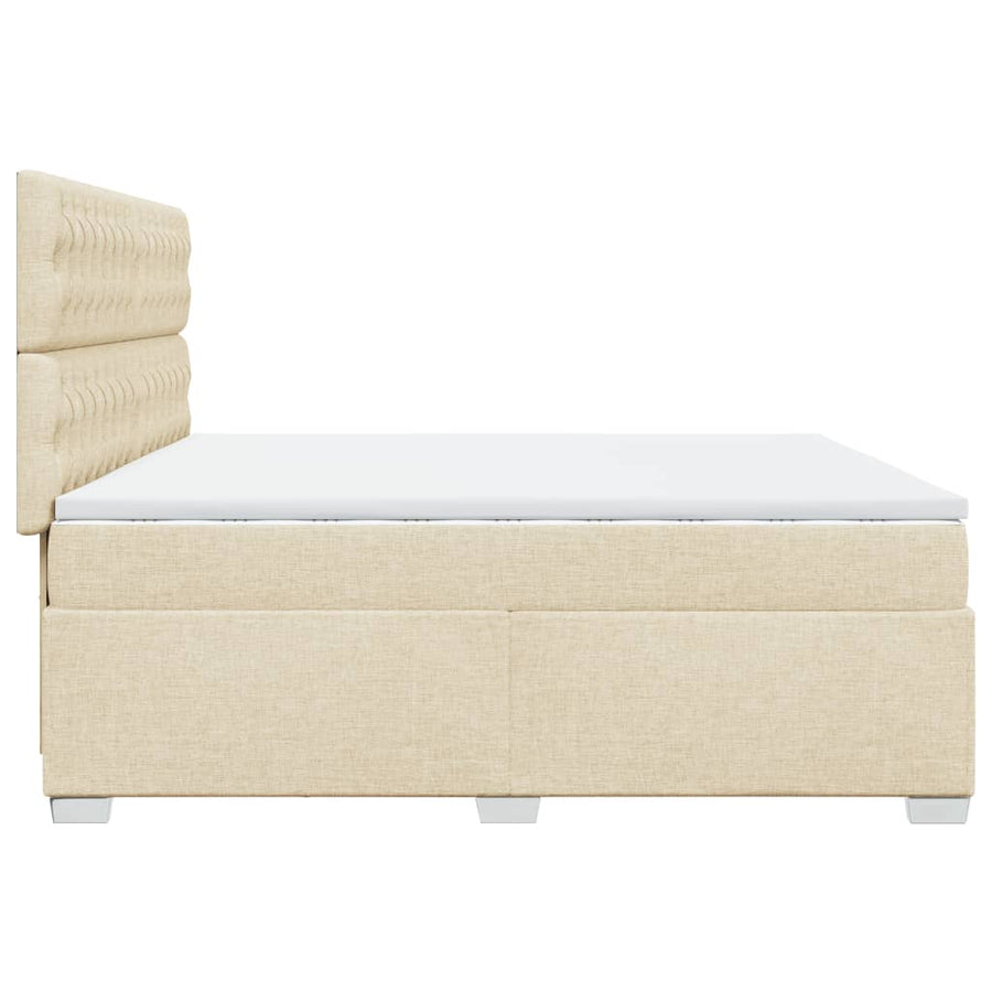 Boxspring met matras stof crèmekleurig 200x200 cm