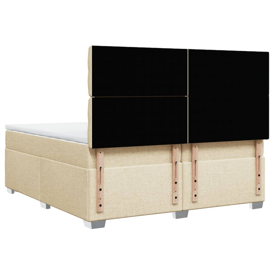 Boxspring met matras stof crèmekleurig 200x200 cm