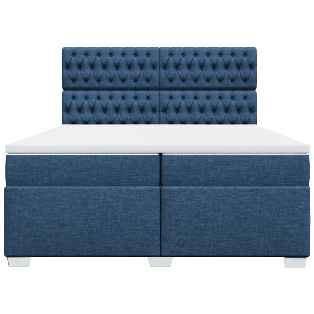Boxspring met matras stof blauw 200x200 cm
