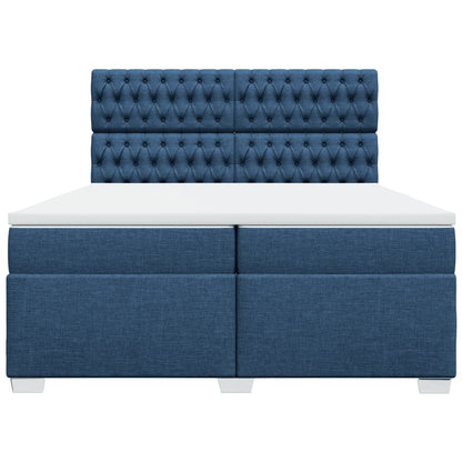 Boxspring met matras stof blauw 200x200 cm