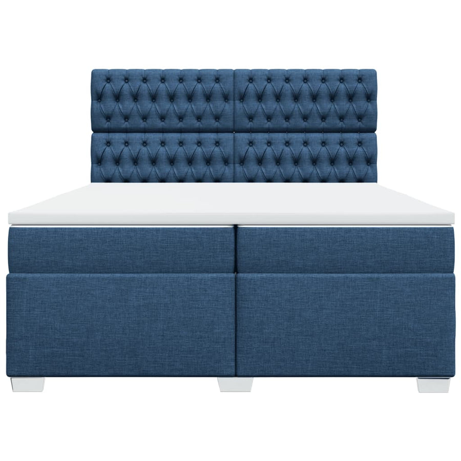 Boxspring met matras stof blauw 200x200 cm