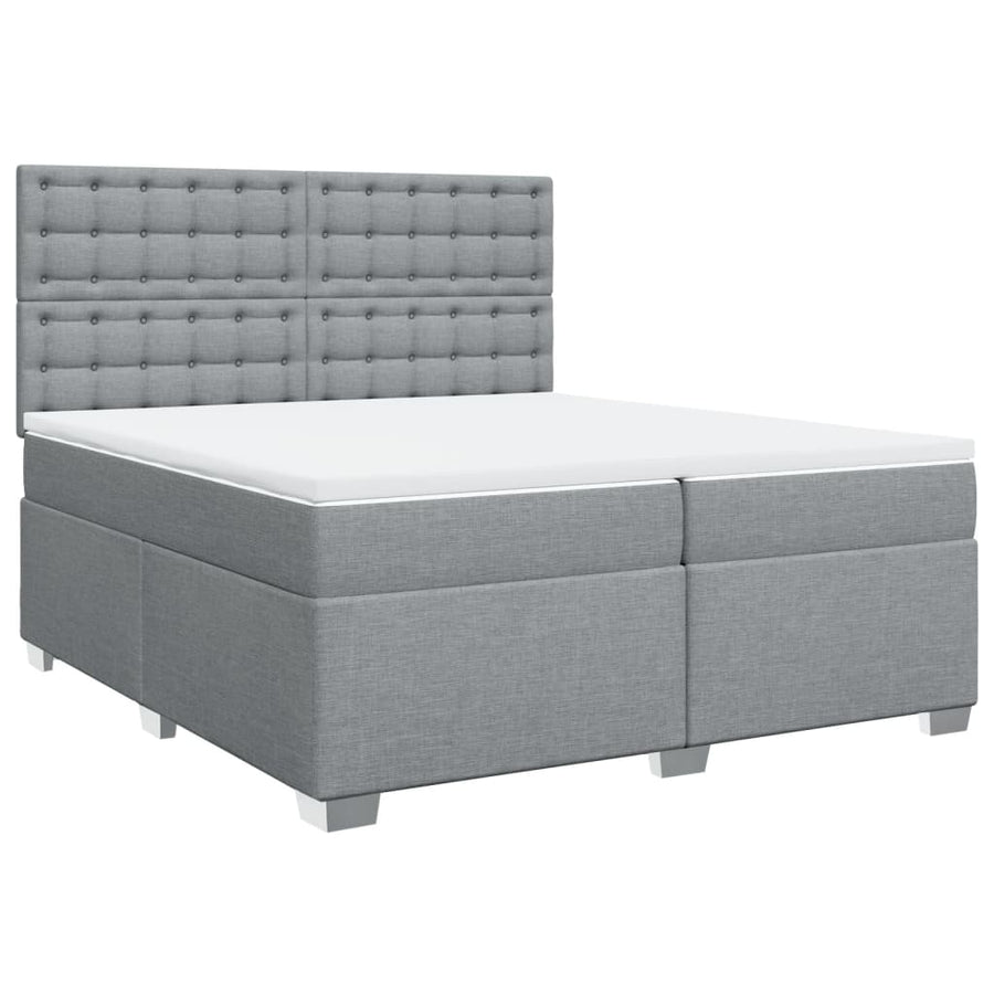 Boxspring met matras stof lichtgrijs 200x200 cm