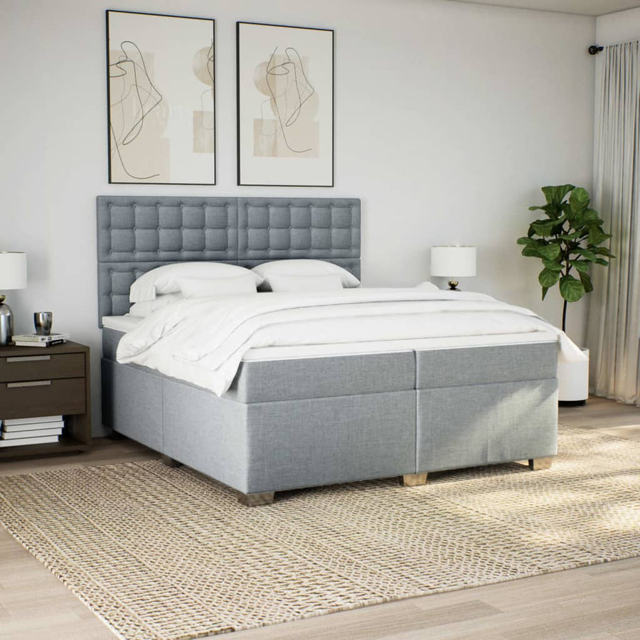 Boxspring met matras stof lichtgrijs 200x200 cm