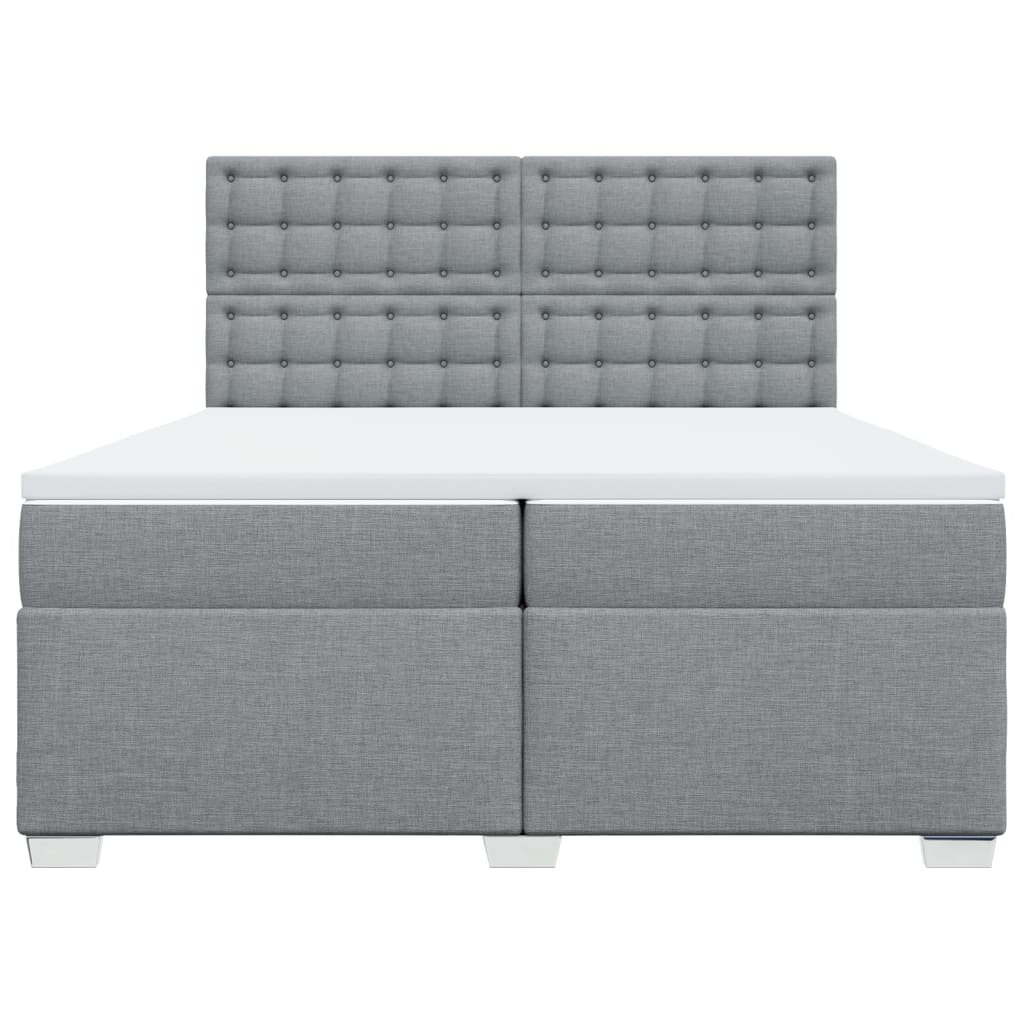 Boxspring met matras stof lichtgrijs 200x200 cm