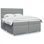 Box spring with mattress light gray fabric 200x200 cm