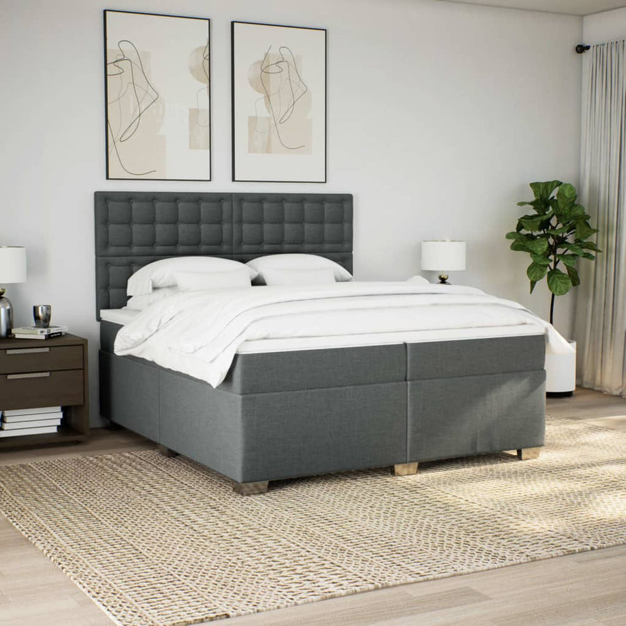 Boxspring met matras stof donkergrijs 200x200 cm