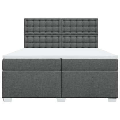 Boxspring met matras stof donkergrijs 200x200 cm